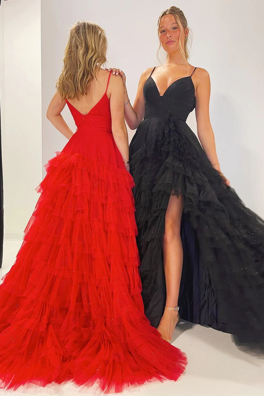 Vestido Weitese, vestidos formales para mujer, cintura alta, escalonado con volantes, vestido de fiesta de tul, vestidos de graduación, tiendas.